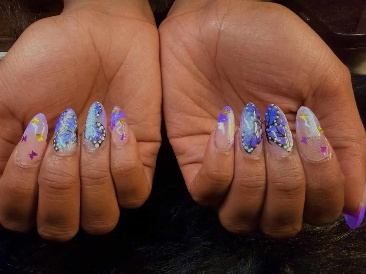 Lavender floral nail art